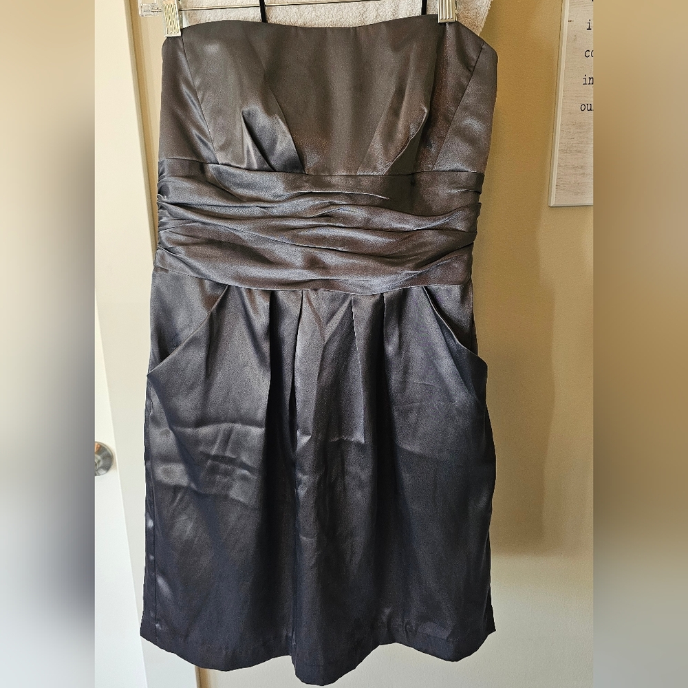David's Bridal Strapless Dark Grey Dress